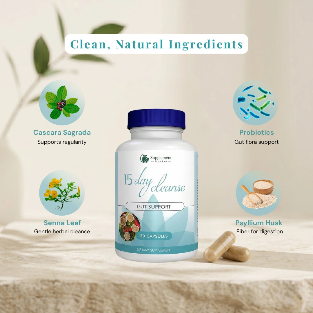 15-Day Herbal Cleanse Capsules — Liver & Digestive Support | Natural Detox Formula