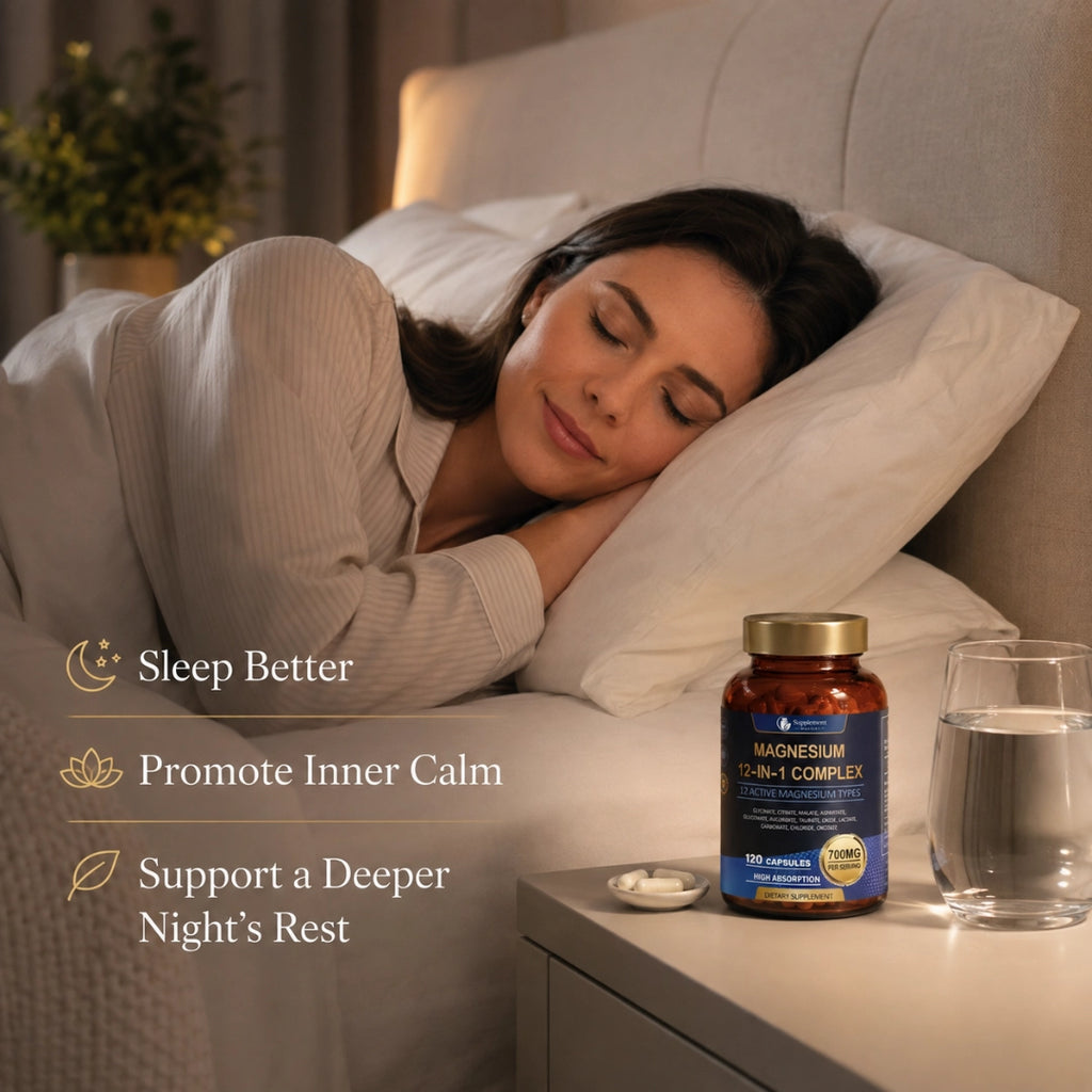 12 in 1 Magnesium Complex Capsules – For Sleep, Nerve, and Muscle Support