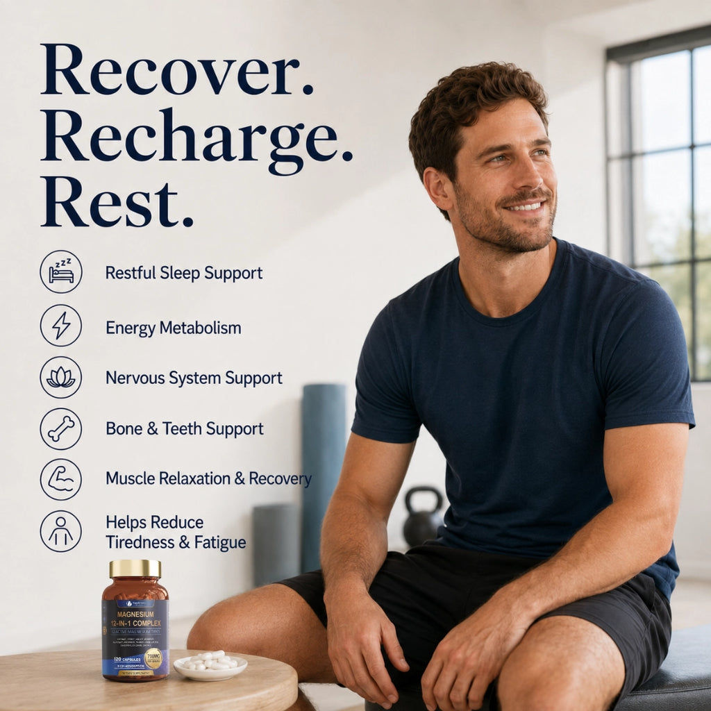 12 in 1 Magnesium Complex Capsules – For Sleep, Nerve, and Muscle Support