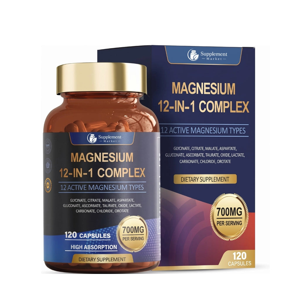 12 in 1 Magnesium Complex Capsules – For Sleep, Nerve, and Muscle Support
