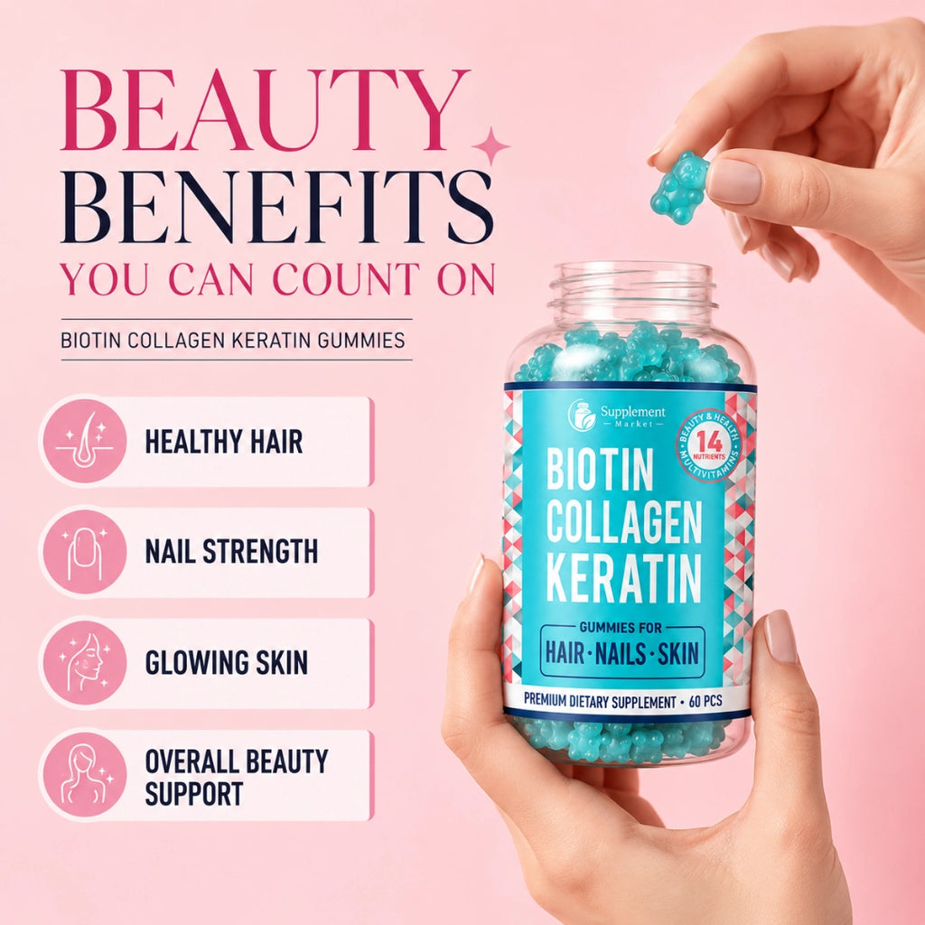 Biotin Collagen Keratin Gummies – Hair, Skin & Nail Support