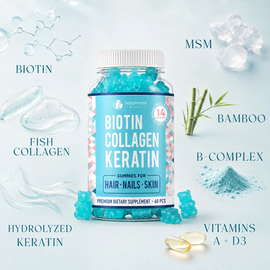 Biotin Collagen Keratin Gummies – Hair, Skin & Nail Support