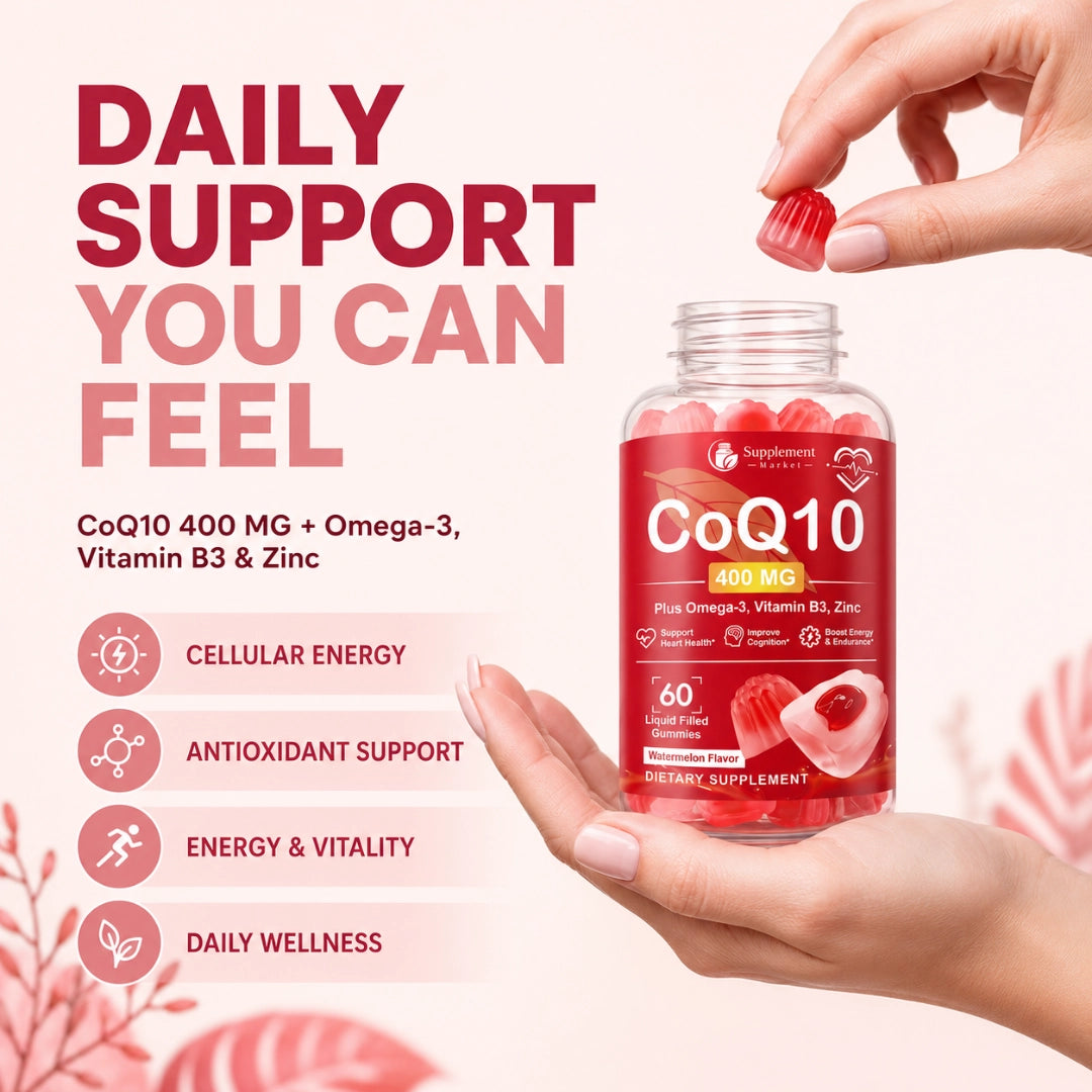 CoQ10 400 mg Liquid-Filled Gummies – Cellular Energy & Antioxidant Support