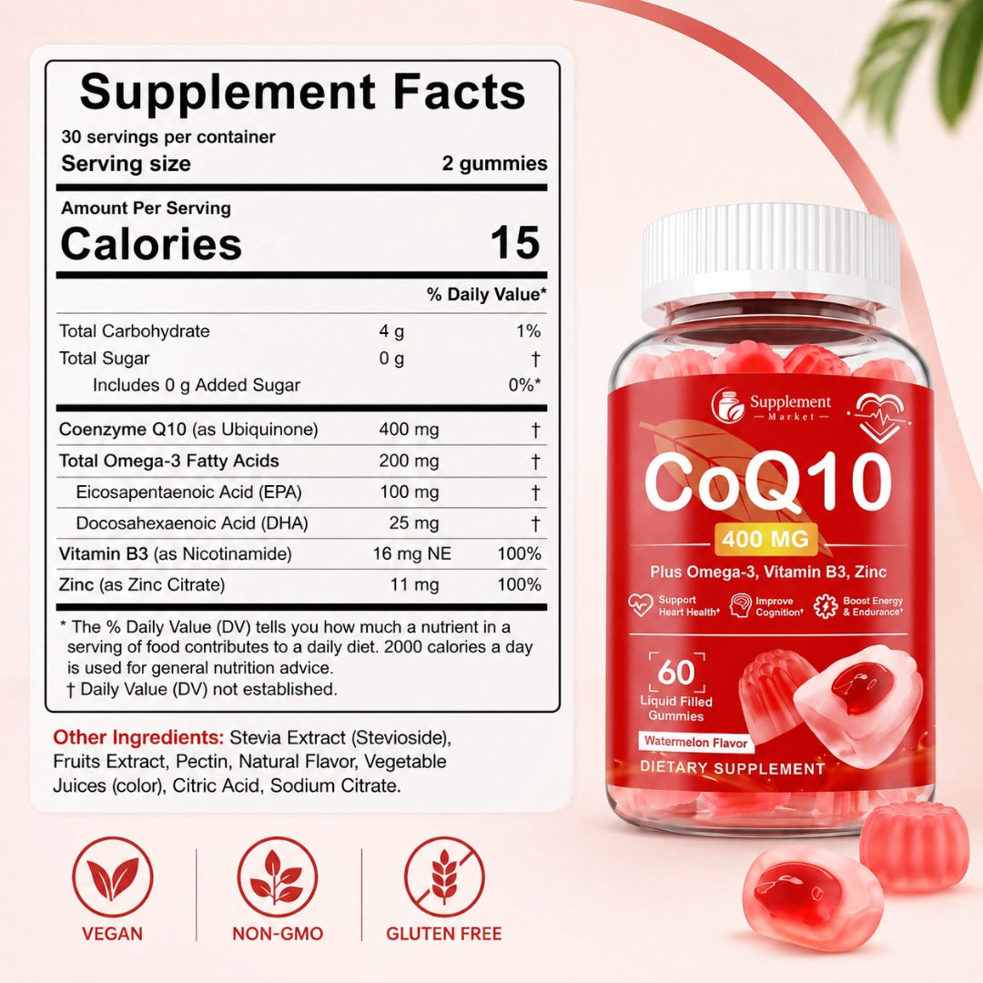 CoQ10 400 mg Liquid-Filled Gummies – Cellular Energy & Antioxidant Support