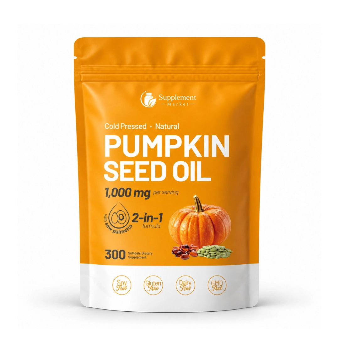 Cold-Pressed Pumpkin Seed Oil & Saw Palmetto Softgels – Hair & Men's Wellness Support, 2-in-1 Formula