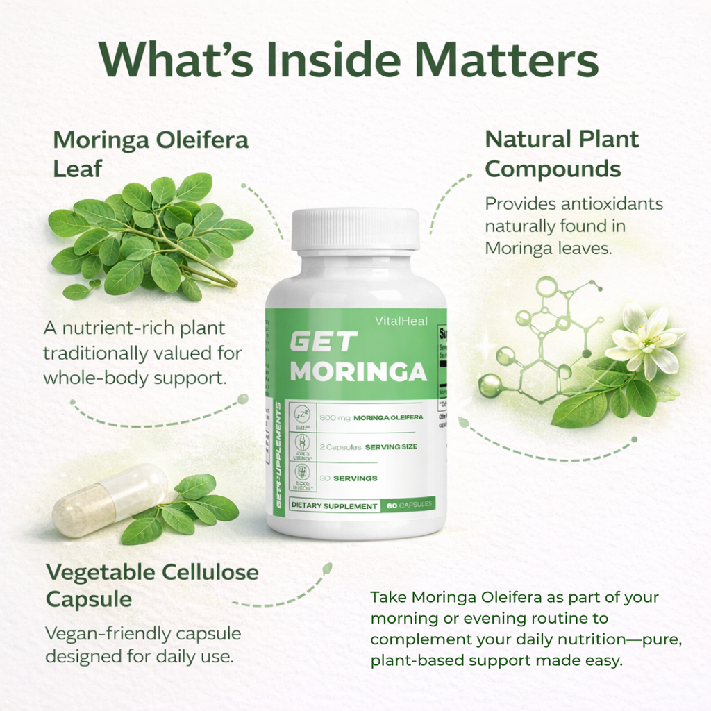 GET MORINGA Pure Oleifera Leaf Capsules for Antioxidant Support