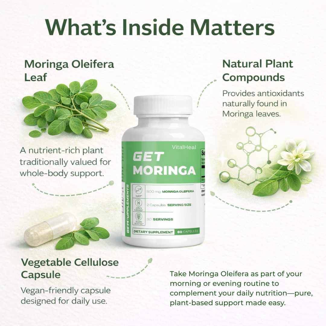 GET MORINGA Pure Oleifera Leaf Capsules for Antioxidant Support