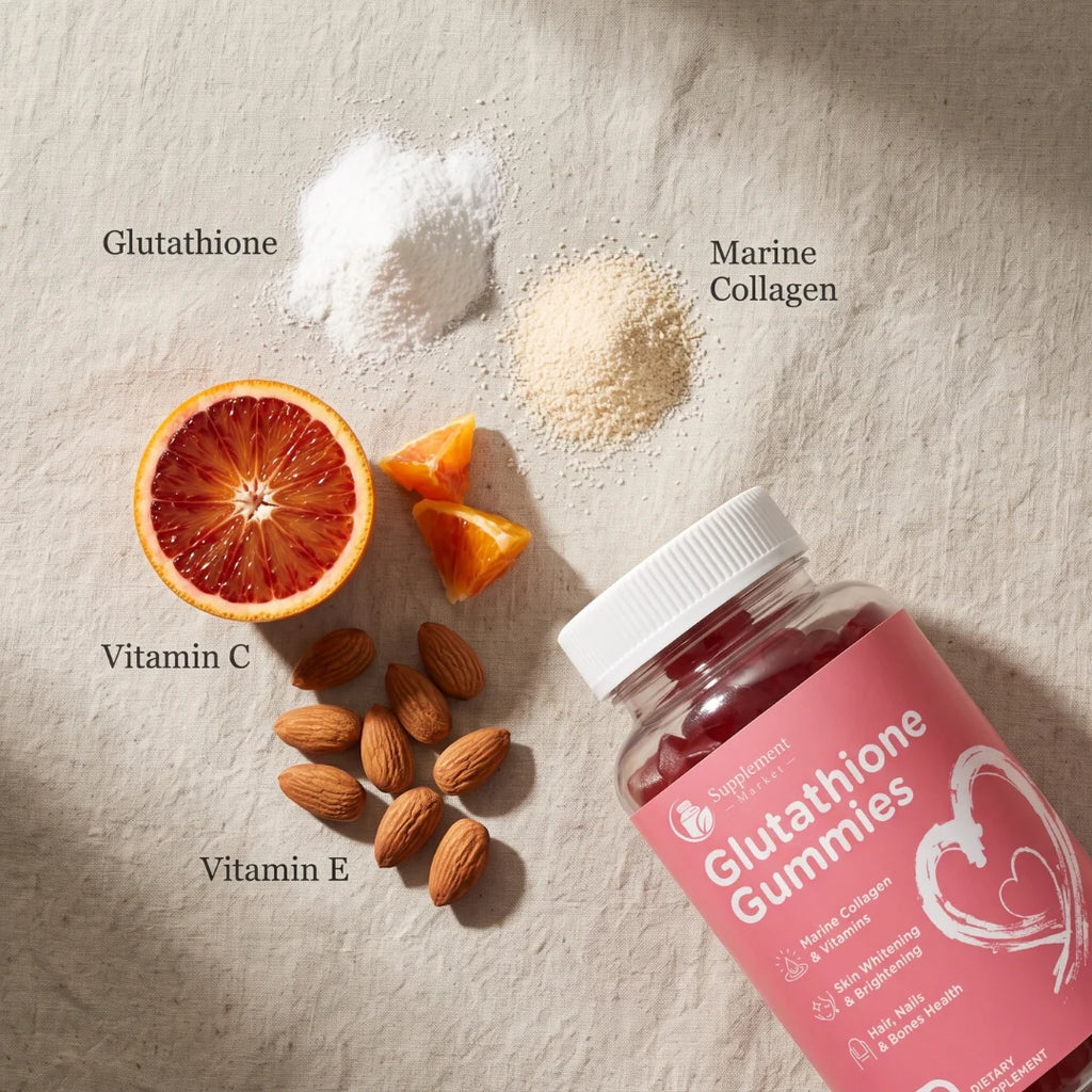 Glutathione Gummies with Marine Collagen – Skin Radiance, Hair & Nail Support