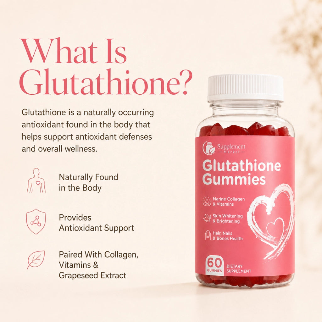 Glutathione Gummies with Marine Collagen – Skin Radiance, Hair & Nail Support