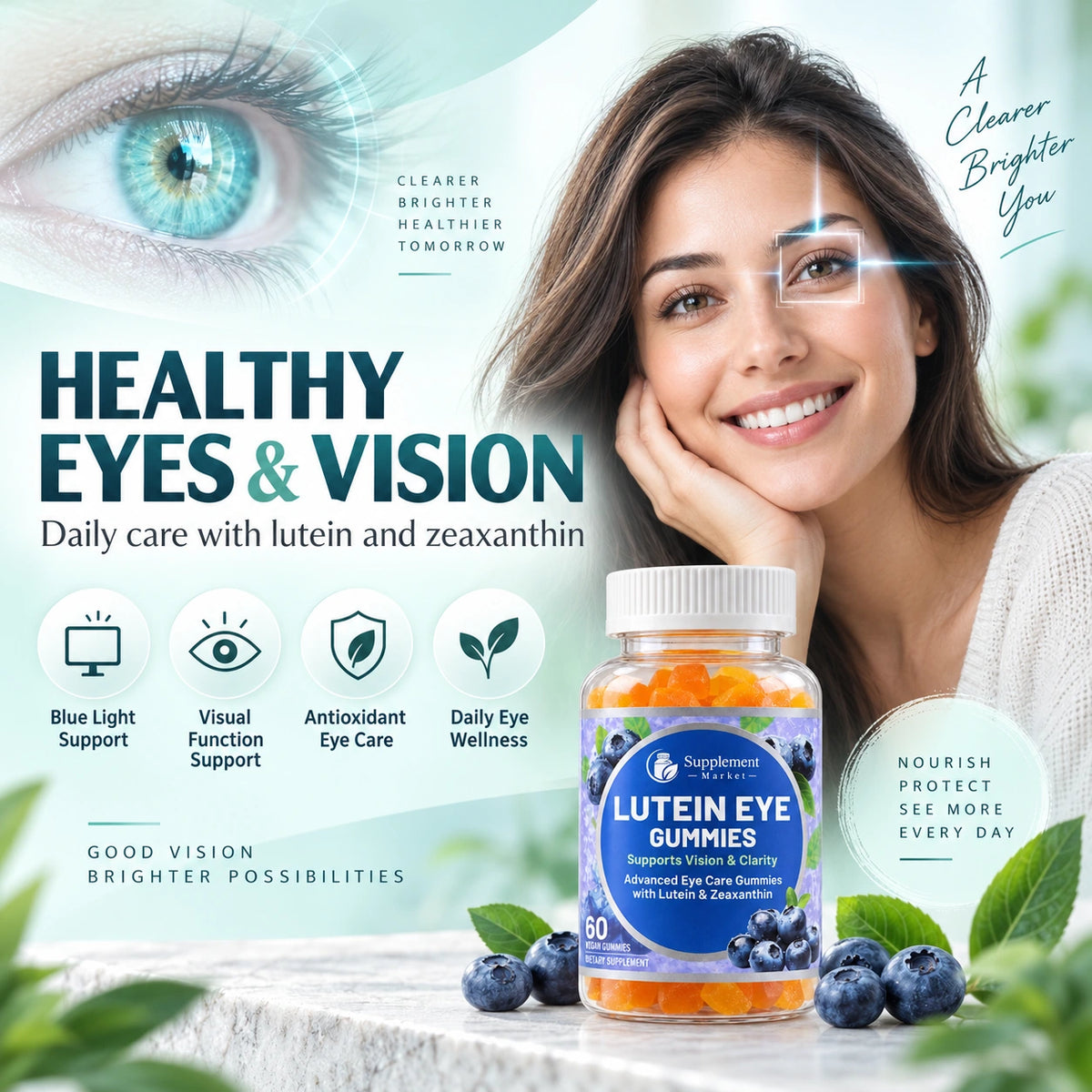 Lutein Eye Gummies with Zeaxanthin – Vision, Clarity & Antioxidant Support