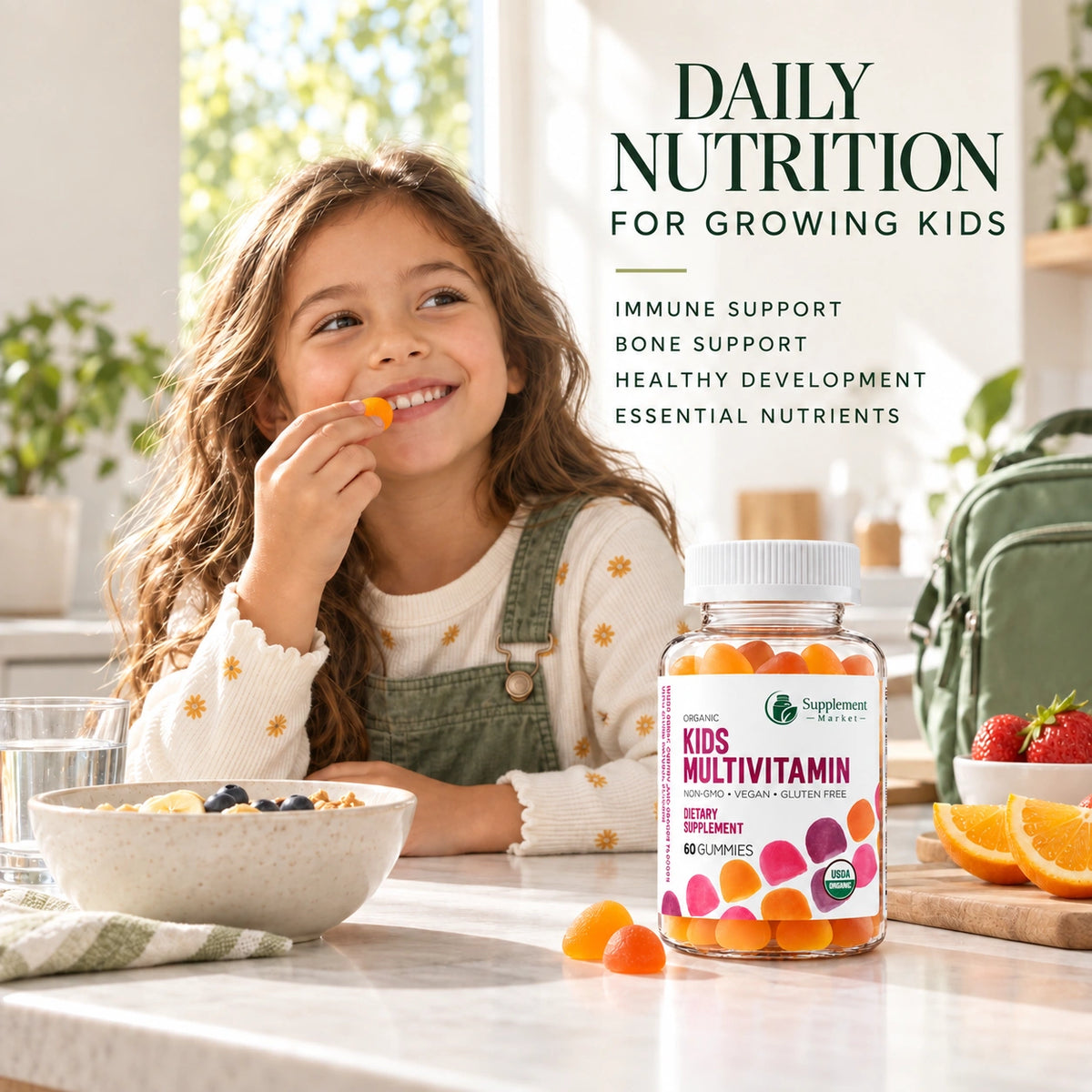 Organic Children’s Multivitamin Gummies – Growth, Immune & Bone Support