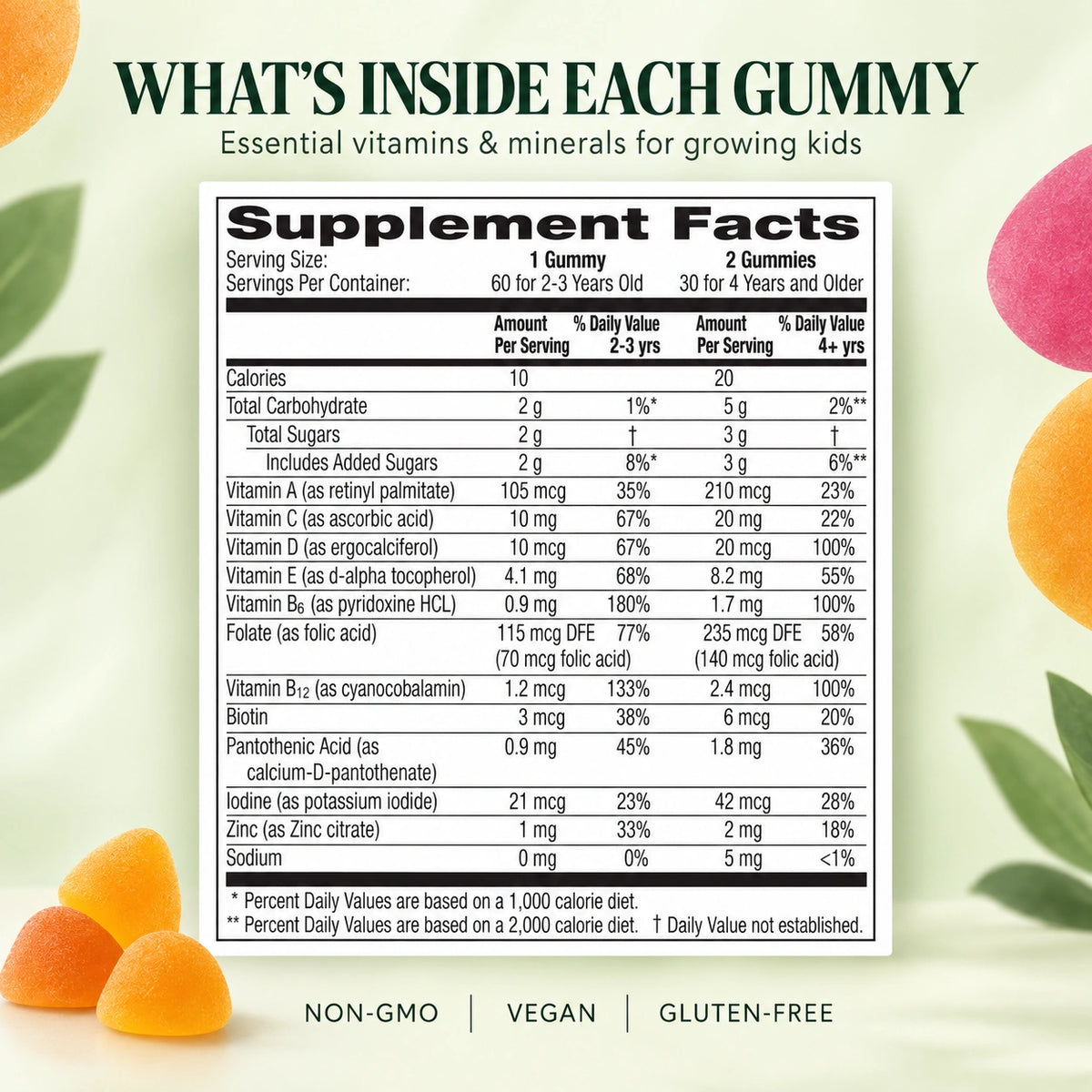 Organic Children’s Multivitamin Gummies – Growth, Immune & Bone Support