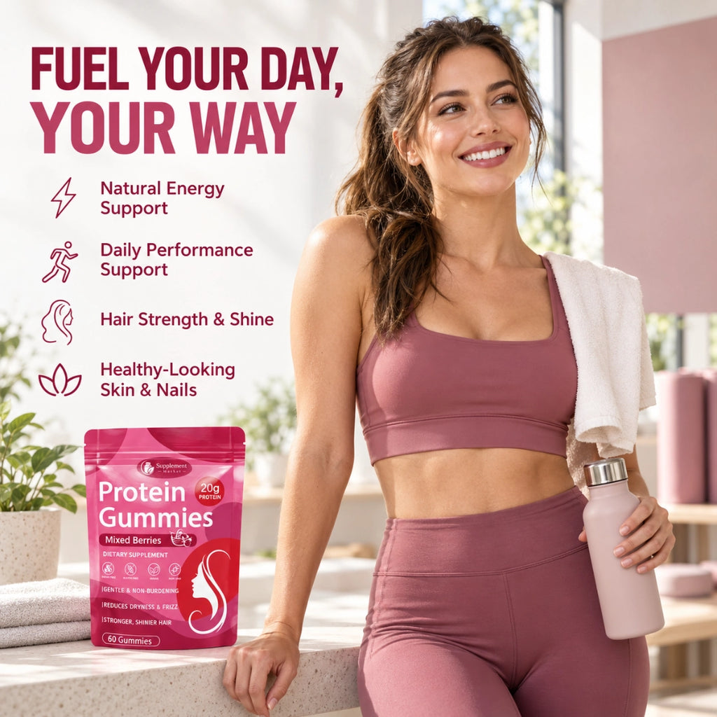 Protein Gummies – 20g Plant-Based Protein, Hair Strength & Daily Nutrition Support