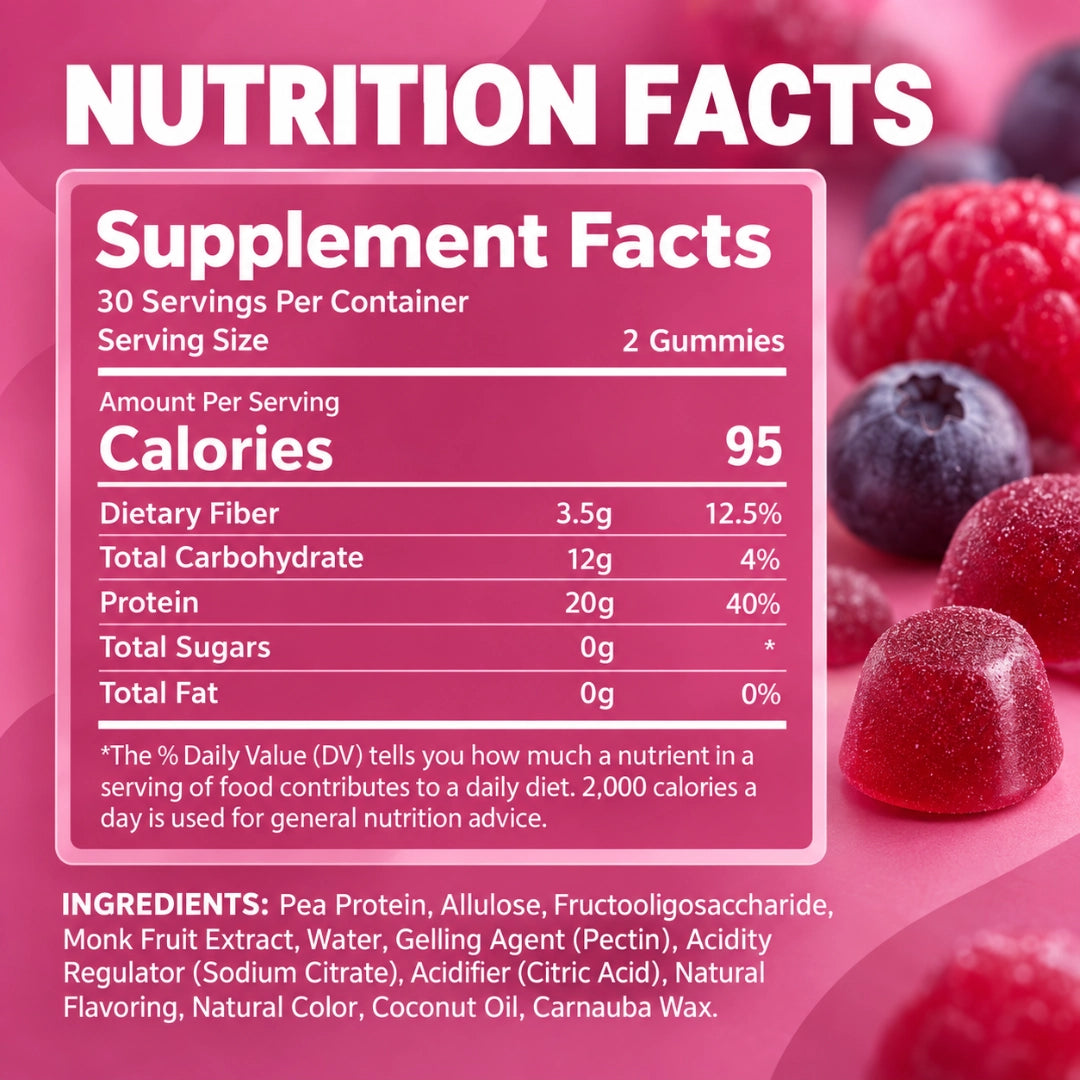 Protein Gummies – 20g Plant-Based Protein, Hair Strength & Daily Nutrition Support