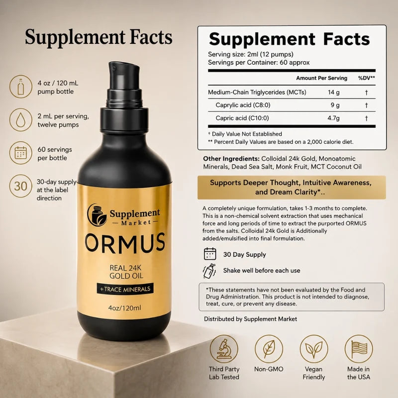 Pure Ormus Gold Oil - Support Balance, Focus & Vital Energy