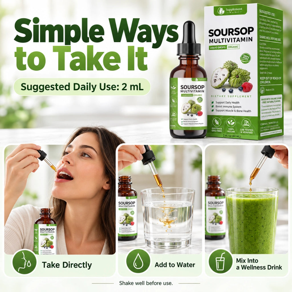 Soursop with Multivitamin Liquid Drops – Digestive, Energy & Daily Wellness Support