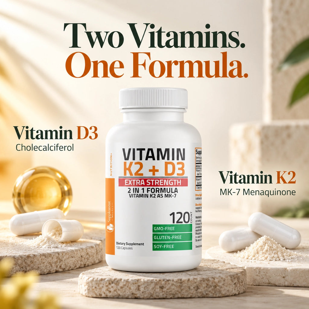 Vitamin K2 + D3 Extra Strength – 10,000 IU D3 + 120 mcg K2 MK-7 for Bone & Immune Support