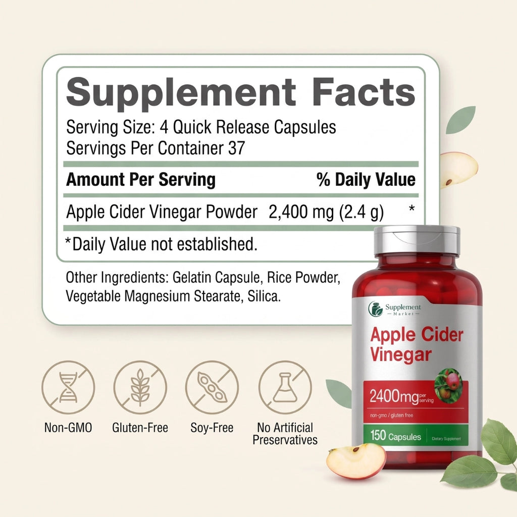 Apple Cider Vinegar Capsules – 2400 mg