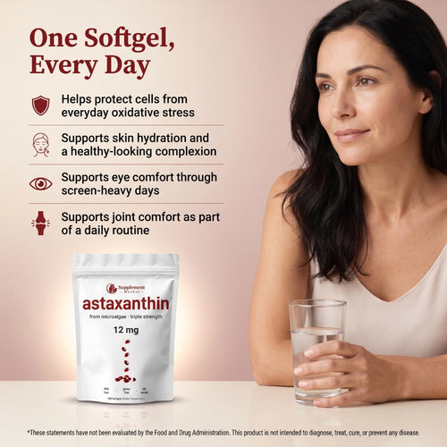 Astaxanthin 12mg Triple Strength Softgels – Natural Antioxidant for Skin, Eyes & Wellness