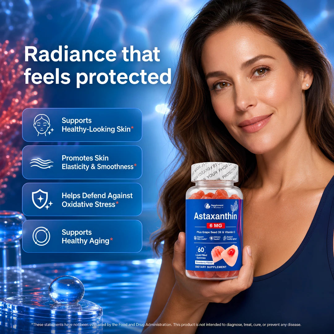 Astaxanthin Gummies – 6 mg for Skin Health & Antioxidant Support