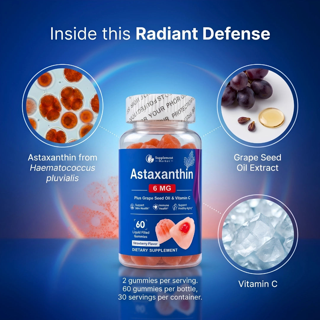 Astaxanthin Gummies – 6 mg for Skin Health & Antioxidant Support