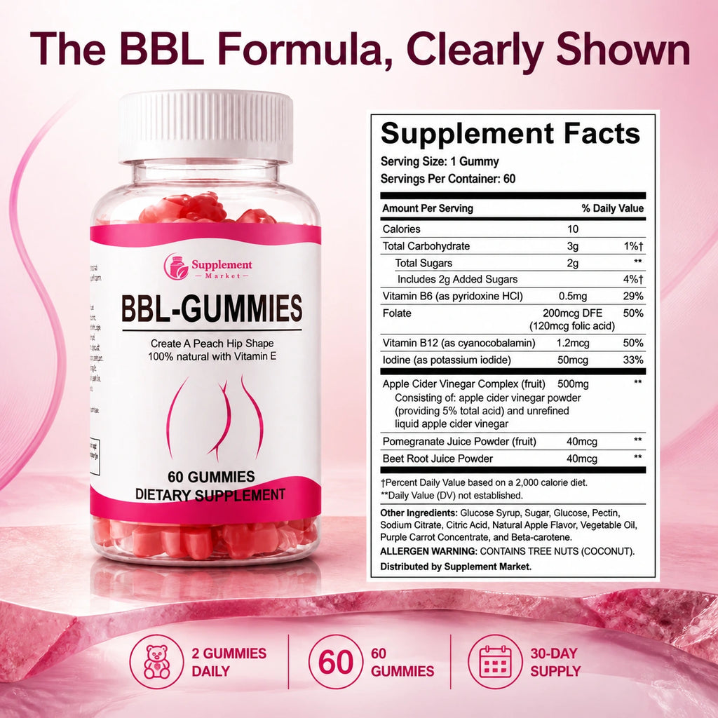 BBL Gummies – Apple Cider Vinegar, B-Vitamins & Iodine for Curves & Shape Support