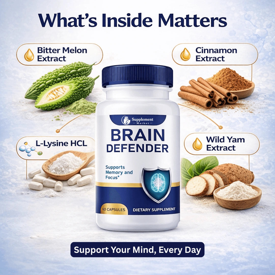 Brain Defender Supplement - Support for Focus, Mental Clarity & Daily Performance