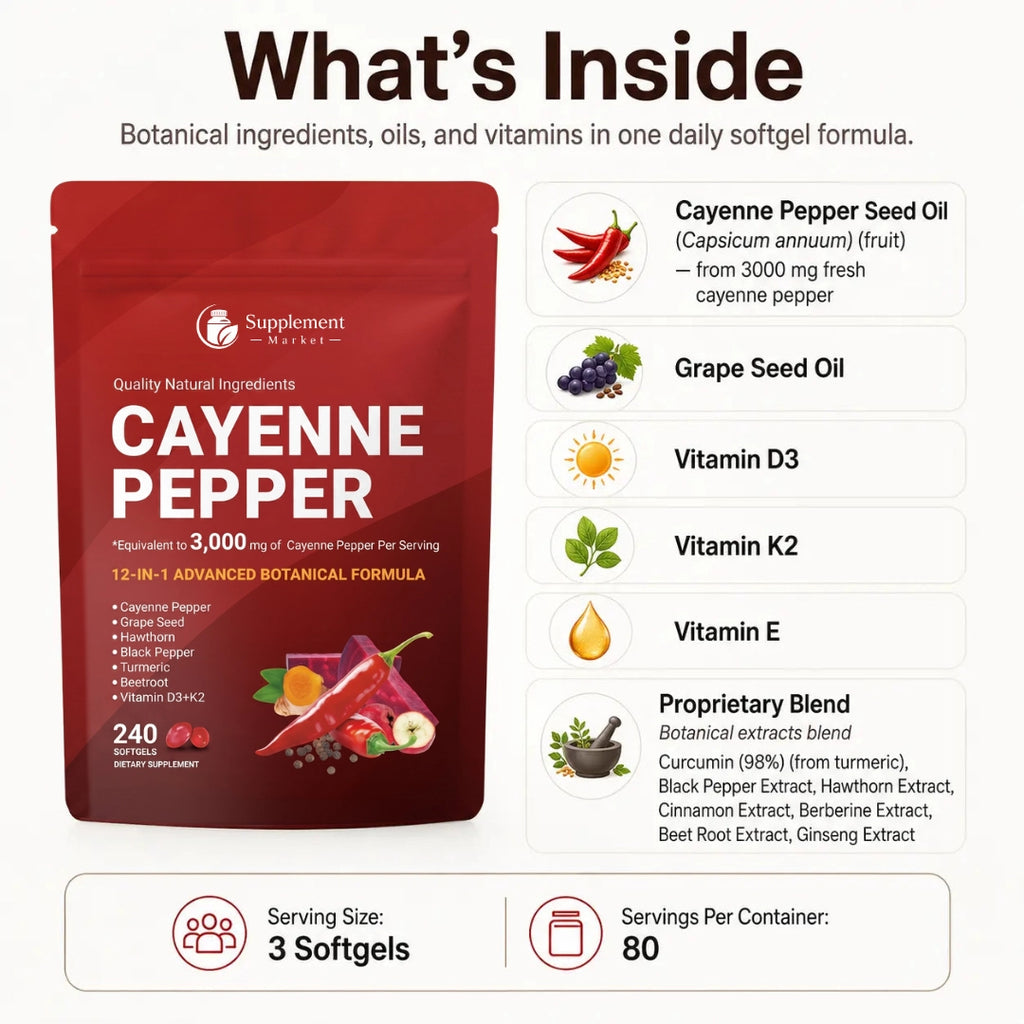 Cayenne Pepper Softgels – Metabolism, Circulation & Energy Support