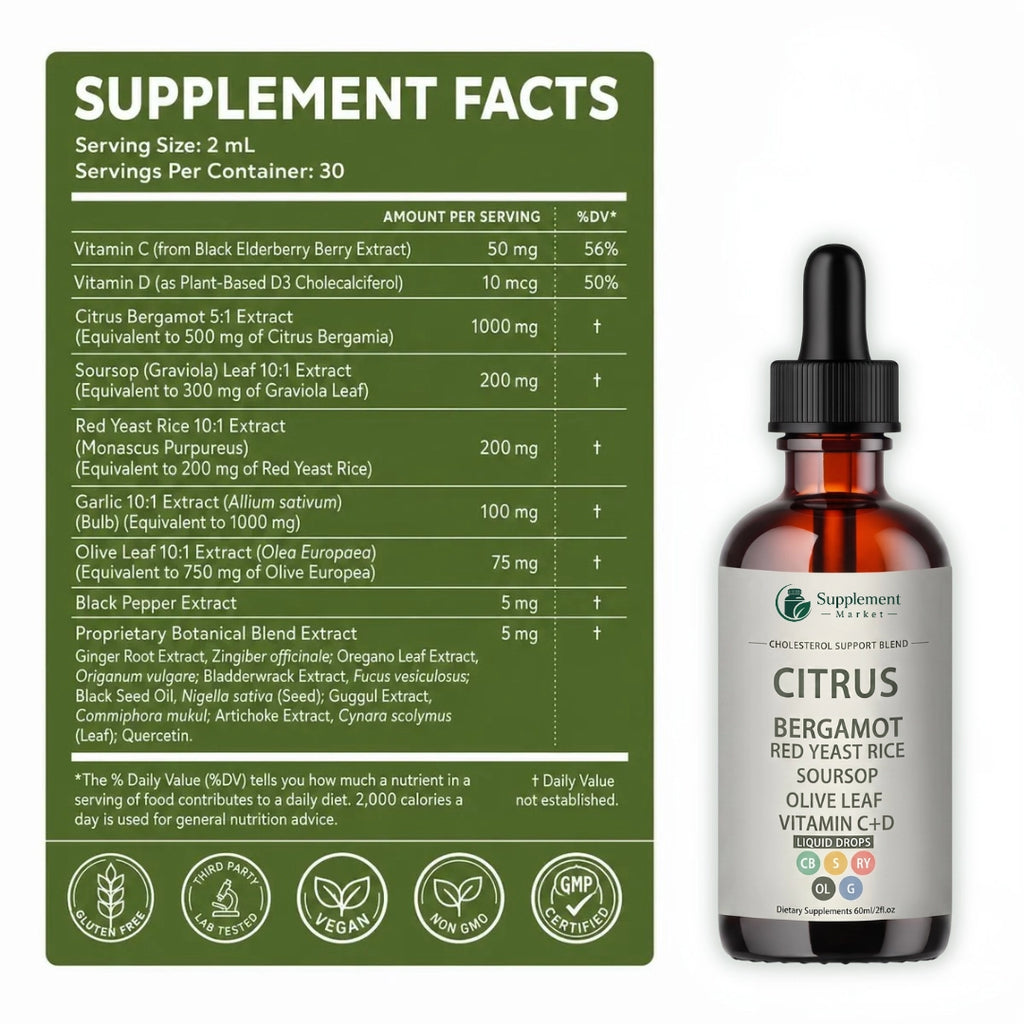 Citrus Bergamot Liquid Drops – Cholesterol Balance, Circulation & Antioxidant Support