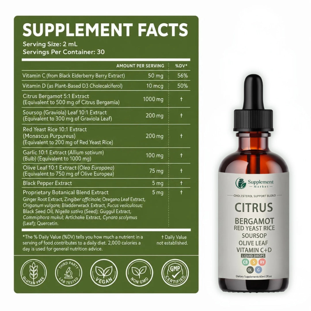 Citrus Bergamot Liquid Drops – Cholesterol Balance, Circulation & Antioxidant Support