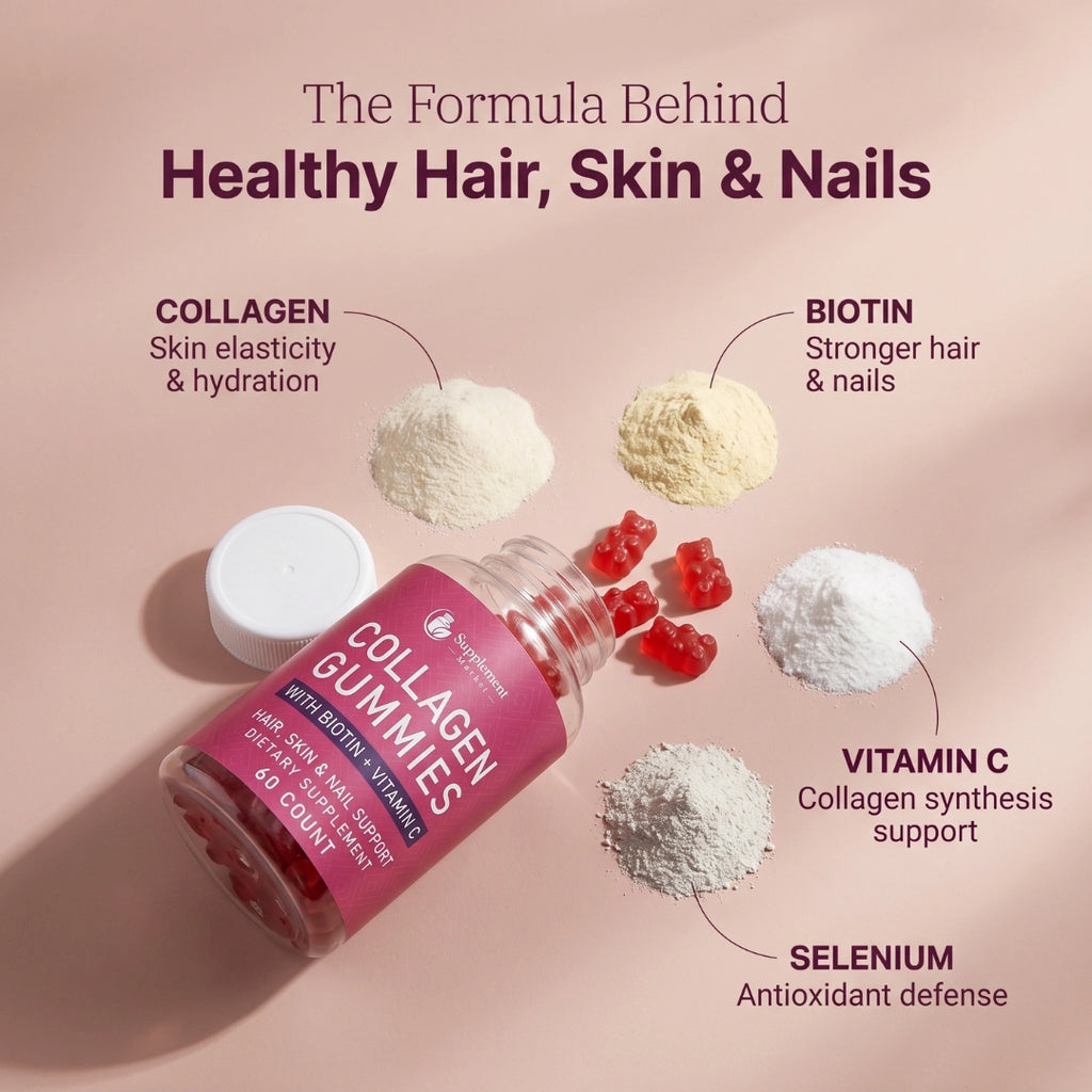 Collagen Gummies with Biotin + Vitamin C – Hair, Skin & Nail Support