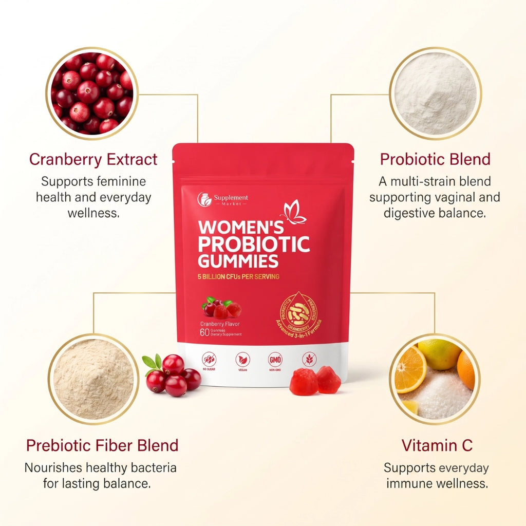 Cranberry Probiotic Gummies - Women's Digestive & Feminine pH Support