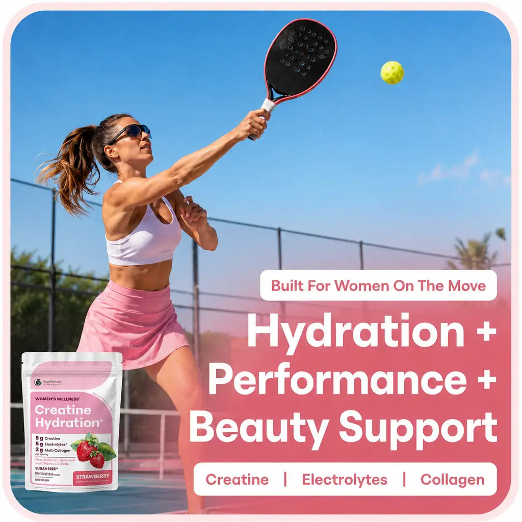 Creatine Hydration Powder for Women with Electrolytes, Collagen & Probiotics – Strawberry, 392g