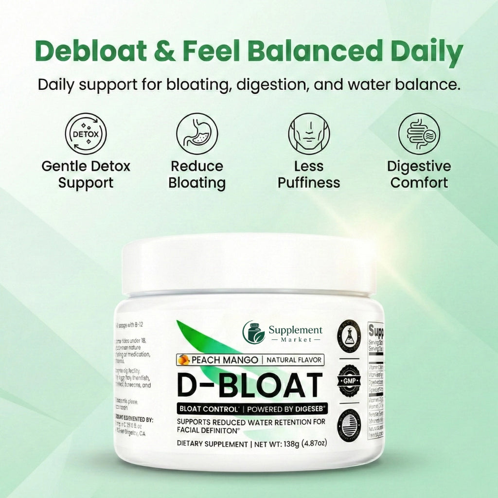 D-BLOAT – Daily Supplement for Bloating Relief & Water Retention Support – Peach Mango Flavor