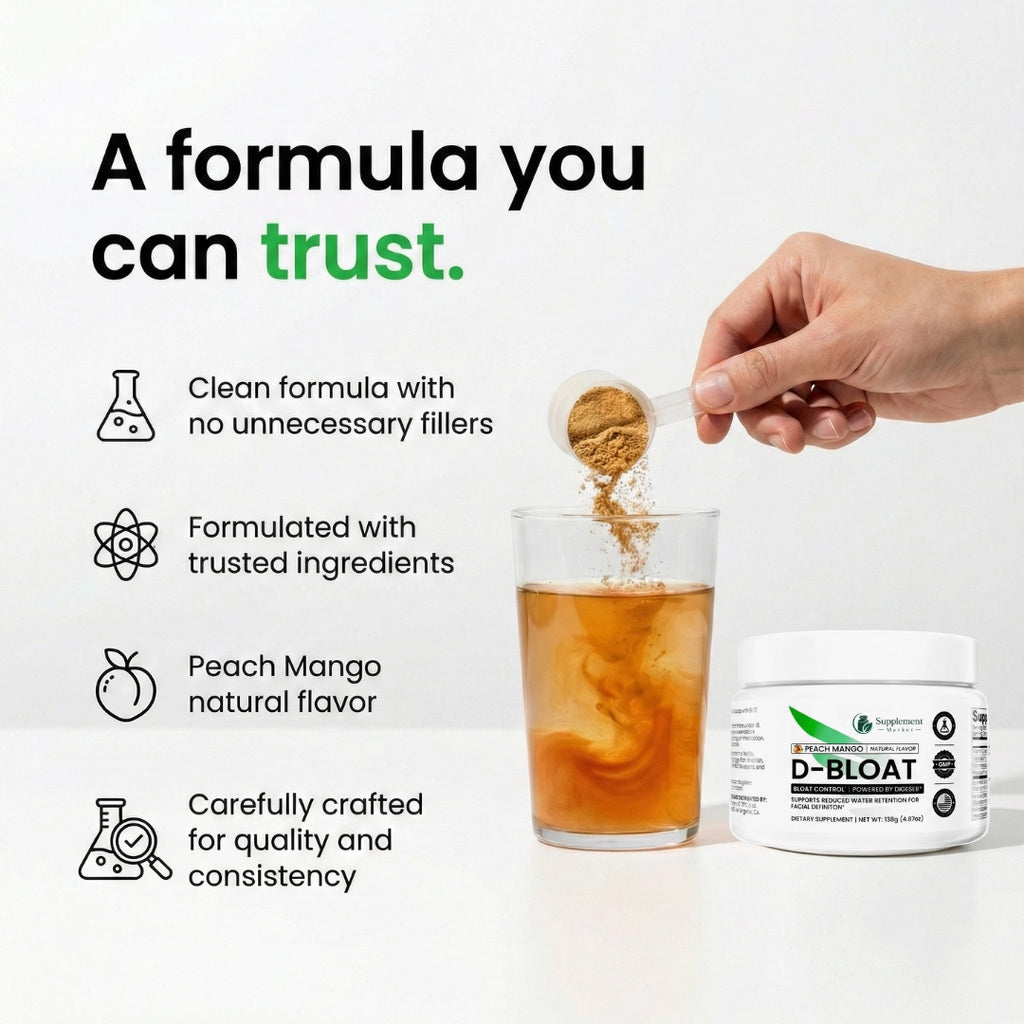 D-BLOAT – Daily Supplement for Bloating Relief & Water Retention Support – Peach Mango Flavor