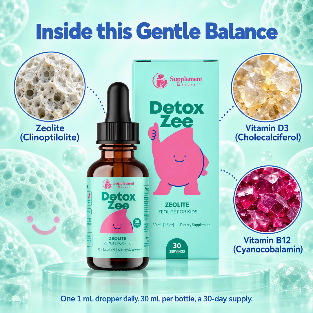 Detox Zee Kids Zeolite Drops with Vitamin D3 & B12 – Energy & Wellness Support