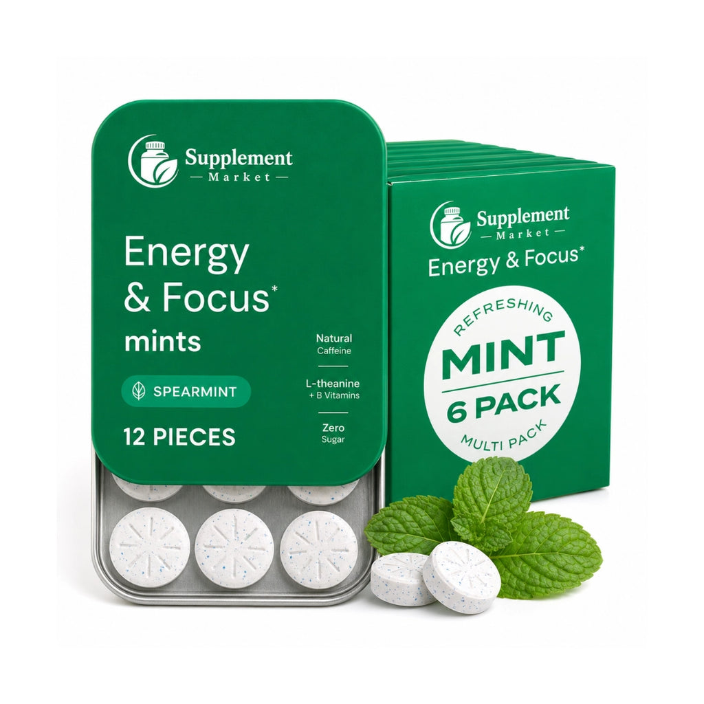 Energy & Focus Mints/Gums | Sugar Free with L-Theanine and Natural Caffeine – Spearmint Flavor