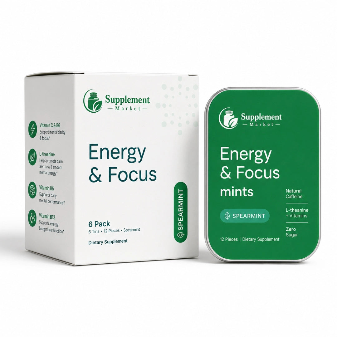 Energy & Focus Mints/Gums | Sugar Free with L-Theanine and Natural Caffeine – Spearmint Flavor