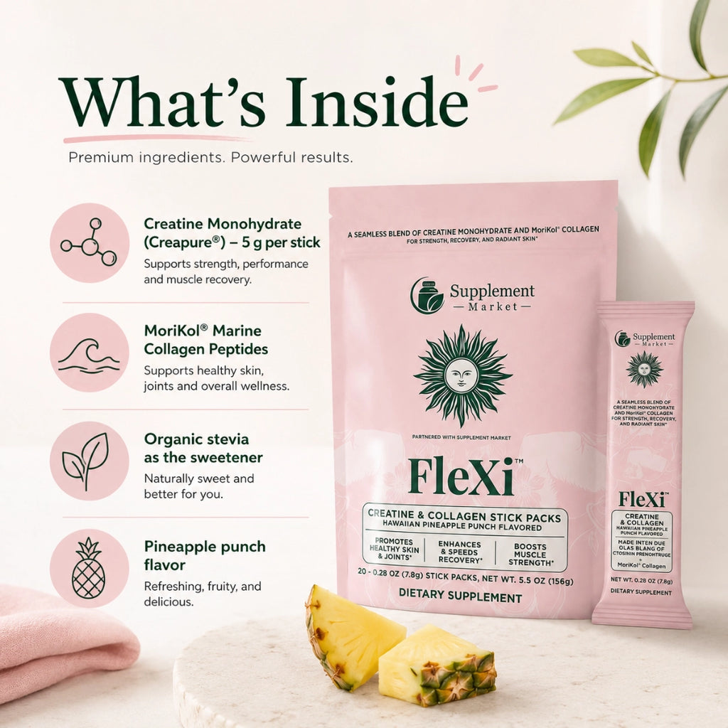 FleXi Creatine & Collagen Stick Packs – Strength, Recovery & Skin Health with 5g Creatine Monohydrate