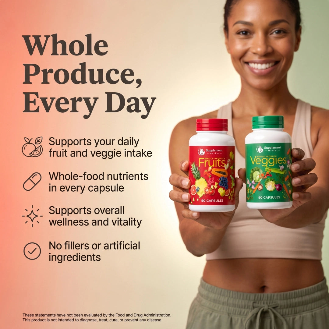 Whole Food Fruit & Vegetable Supplement Capsules (2-Pack) – Freeze-Dried, Vegan, No Fillers