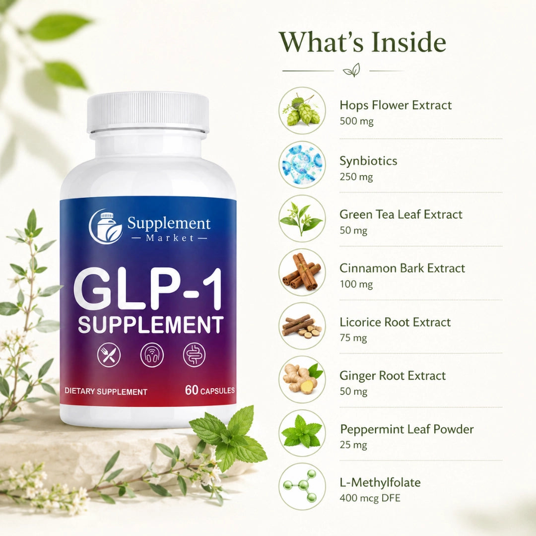 GLP-1 Supplement Capsules – Berberine, Probiotics & Green Tea Extract, Gut Health & Metabolism Support
