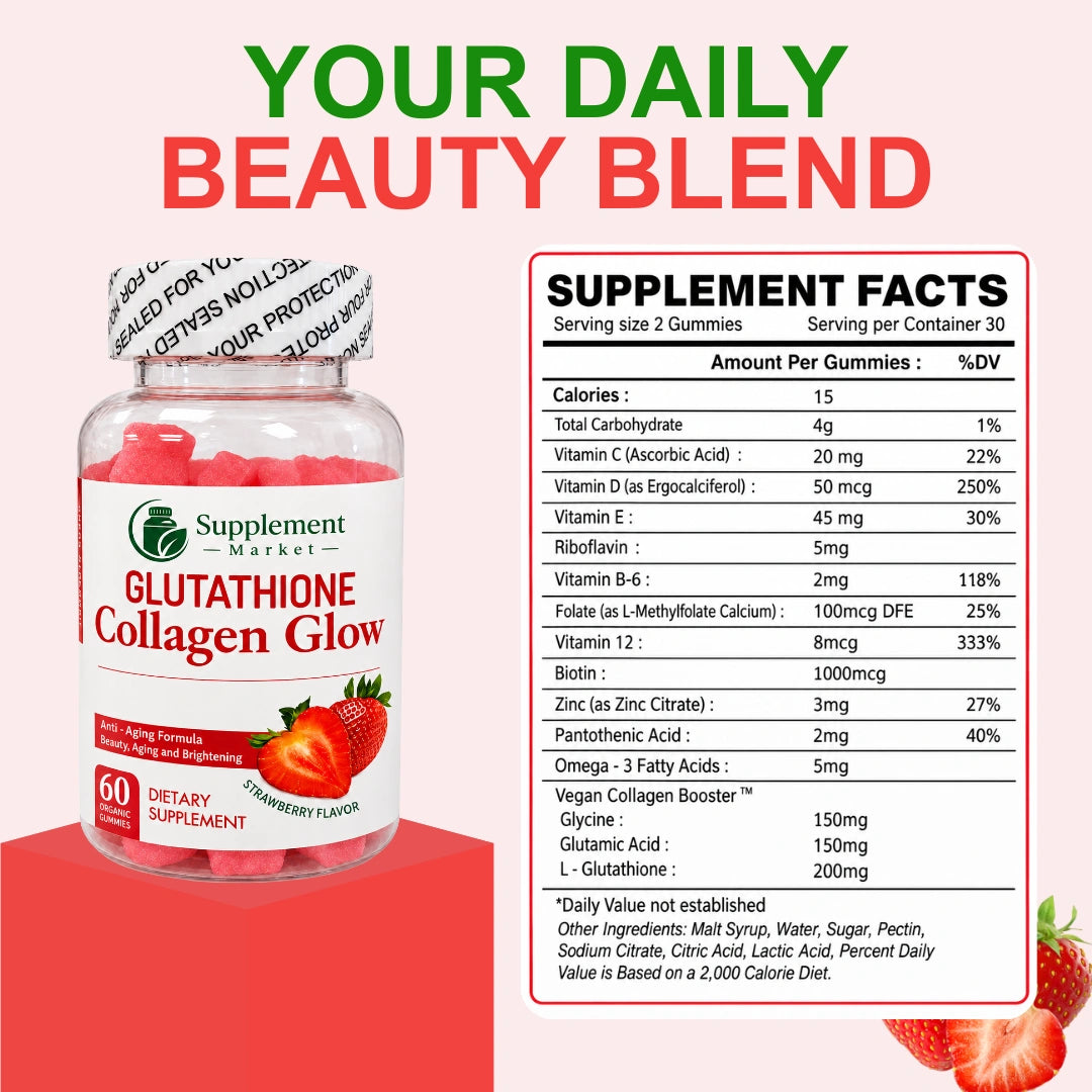 Glutathione Collagen Glow Gummies - Skin, Hair & Nail Support