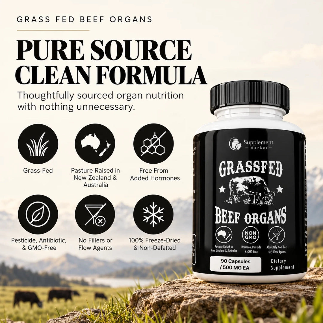 Grass Fed Beef Organs Capsules – Liver, Heart, Kidney, Pancreas & Spleen for Nose-to-Tail Whole-Food Nutrition, Energy & Vitality
