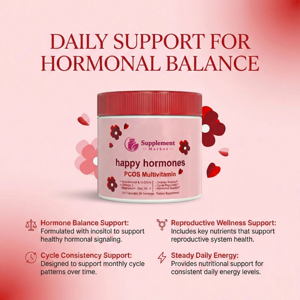 Happy Hormones PCOS Multivitamin – Hormone Balance Supplement for Women with Inositol & Metabolism Support