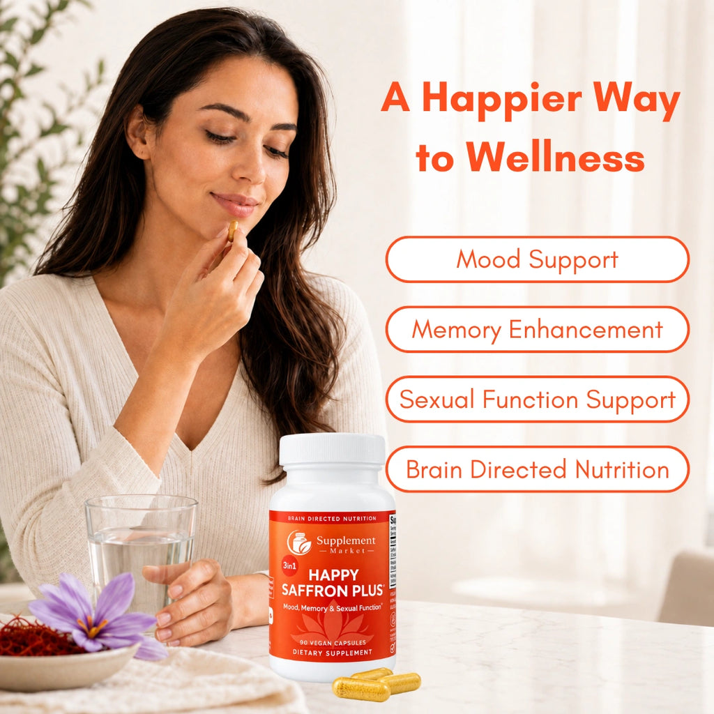 Happy Saffron Plus Capsules with Saffron, Curcumin & Zinc