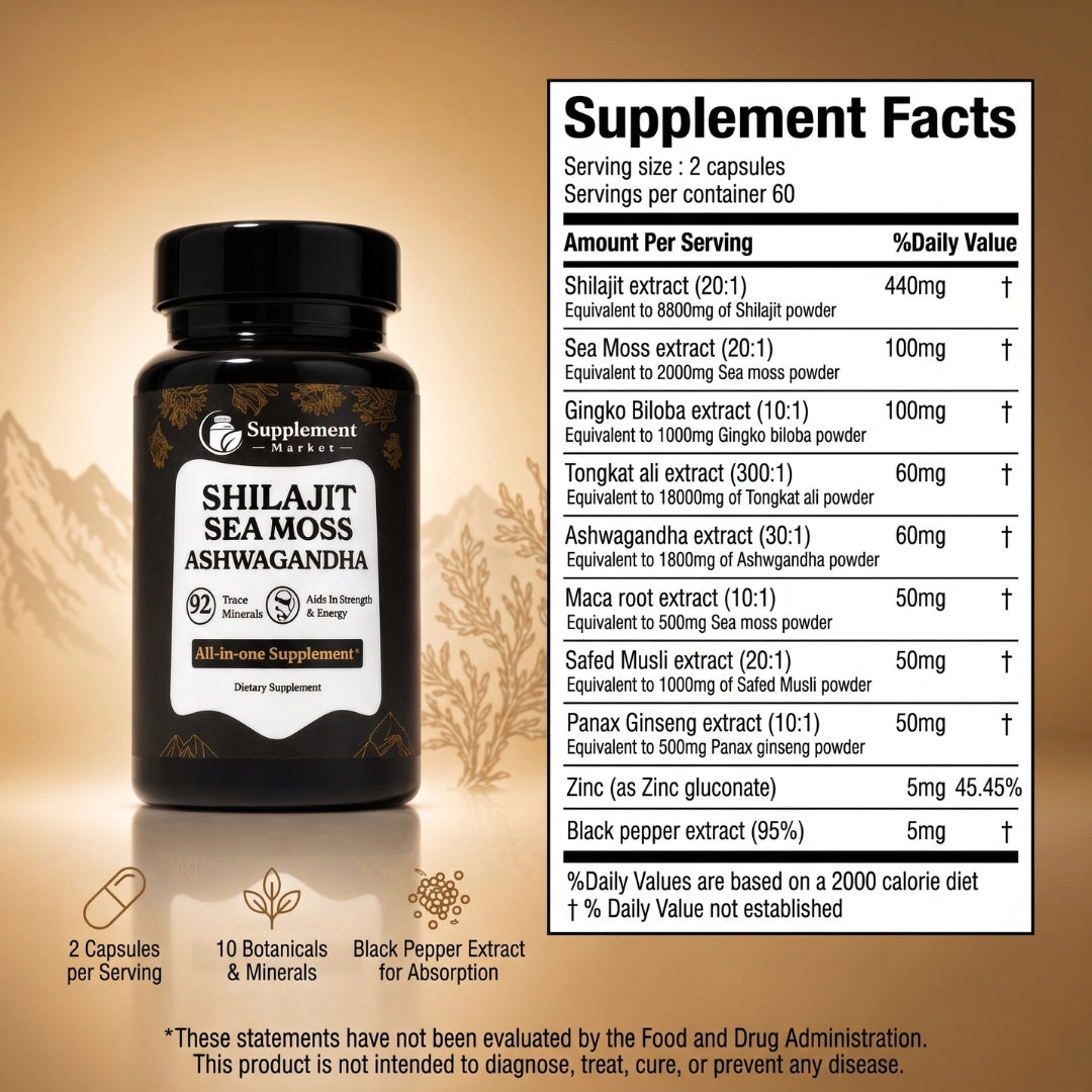 Himalayan All-in-One Capsules - Shilajit, Sea Moss & Ashwagandha