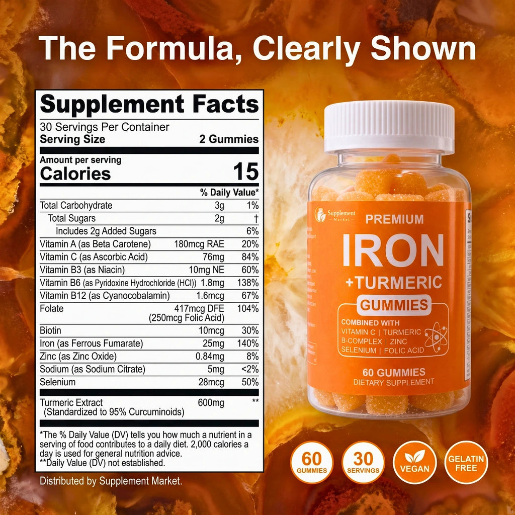 Iron Gummies with Turmeric & Vitamin C – Energy & Red Blood Cell Support