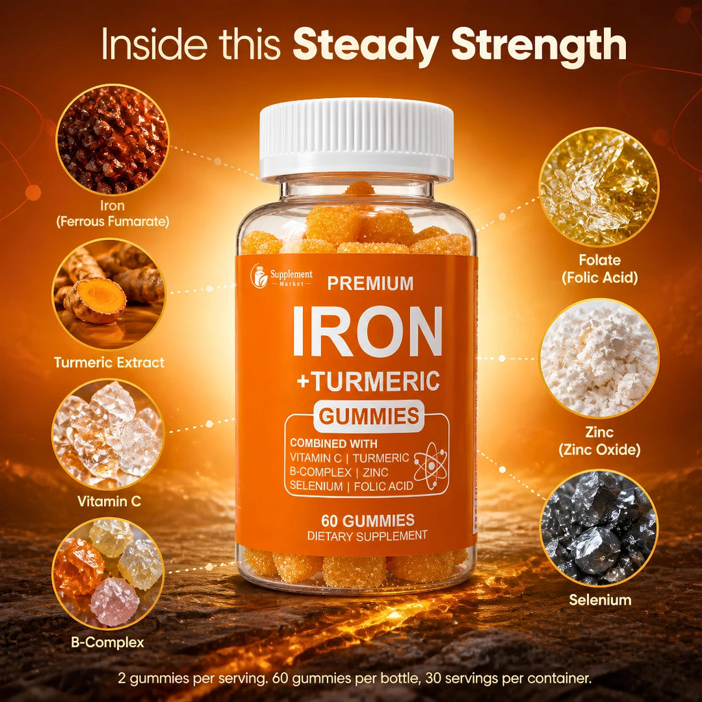 Iron Gummies with Turmeric & Vitamin C – Energy & Red Blood Cell Support