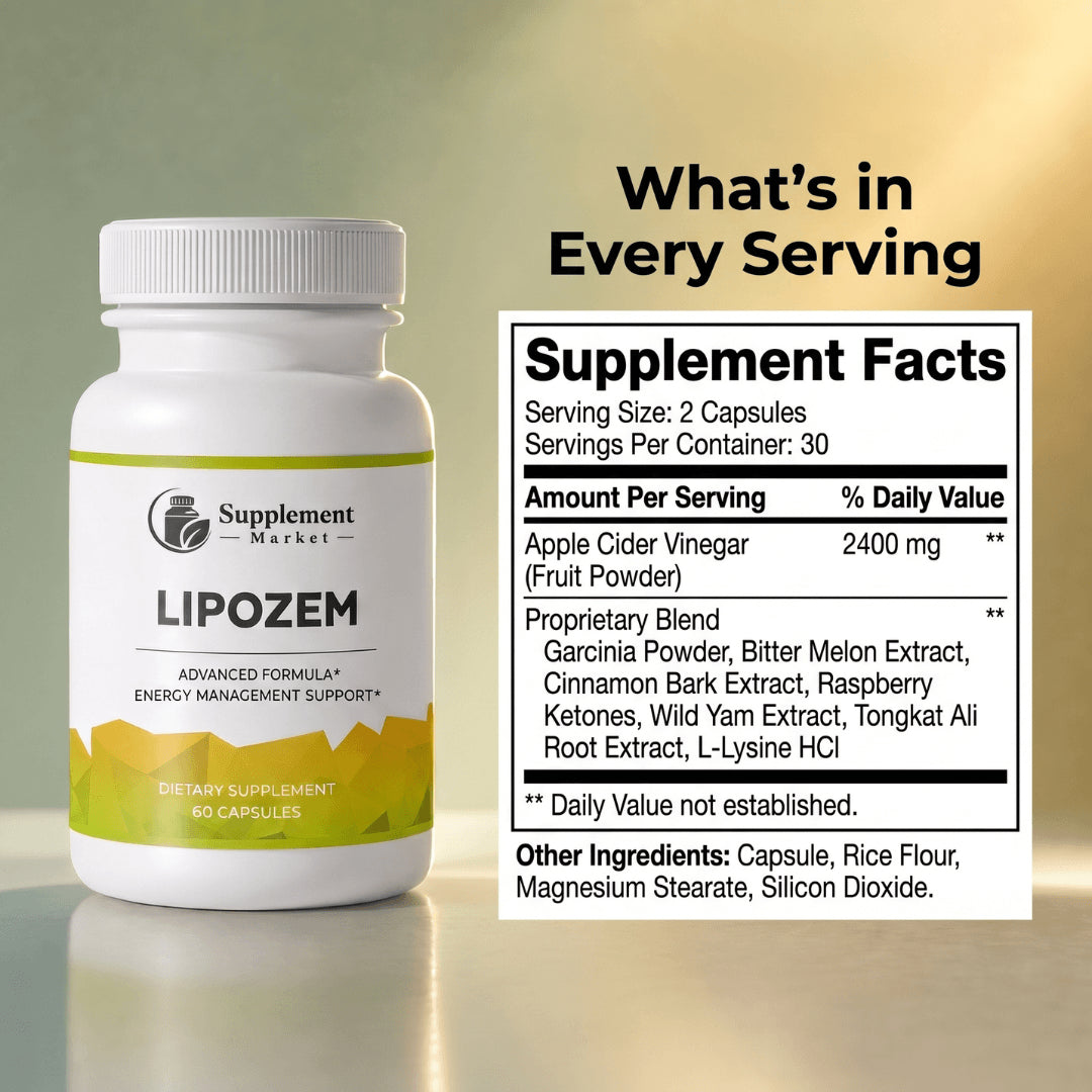 Lipozem Advanced Formula with Apple Cider Vinegar & Garcinia – Metabolism & Energy Support