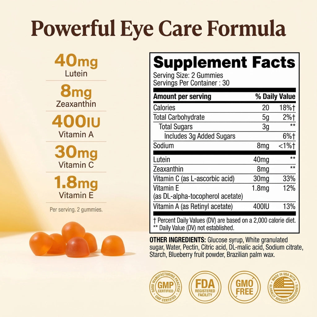 Lutein Gummies – Eye Vitamins Gummies with 40mg Lutein & Antioxidants, Vision Support